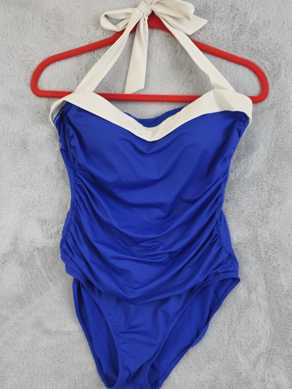 *Lauren Ralph Lauren Blue Halter One Piece Swimsuit Ruched Size 16